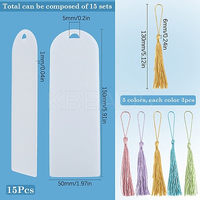 DIY Bookmark Making Kits. with Transparent Acrylic & Polyester Tassel Decoration DIY-SP0001-92B-1