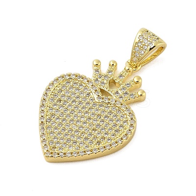 Heart Rack Plating Brass Micro Pave Cubic Zirconia Pendants KK-Z074-56G-1