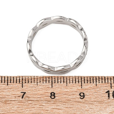 304 Stainless Steel Clear Cubic Zirconia Wave Finger Rings for Women RJEW-Z115-02P-1