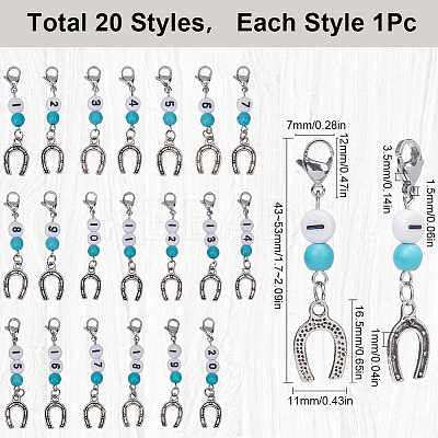 20Pcs Synthetic Turquoise Locking Pendant Stitch Markers HJEW-SC00037-1
