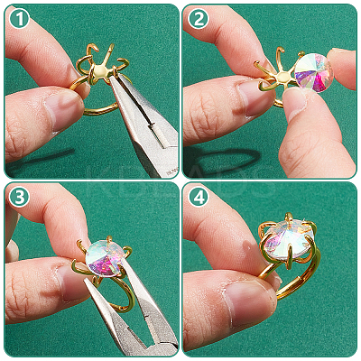 4Pcs Adjustable Brass Finger Ring Components KK-NB0002-57-1