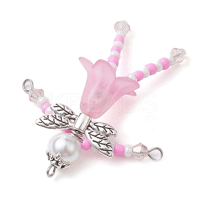 Glass Seed & Acrylic Pearl Beaded Big Pendants PALLOY-MZ00194-03-1