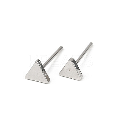 Brass Triangle Stud Earrings for Women EJEW-G441-06B-P-1