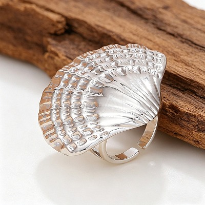 304 Stainless Steel Cuff Open Rings for Women SA-CBAF040-10P-1