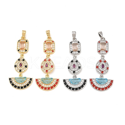 Brass Micro Pave Cubic Zirconia Pendants KK-K412-03-1