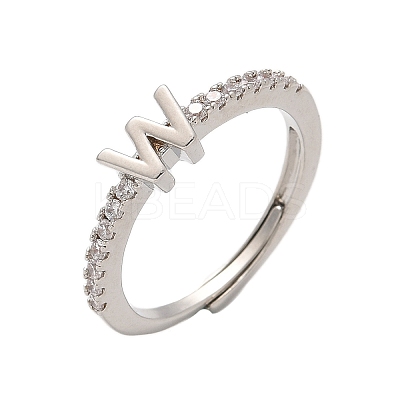 S925 Sterling Silver Adjustable Letter Rings for Women RJEW-M068-01P-W-1