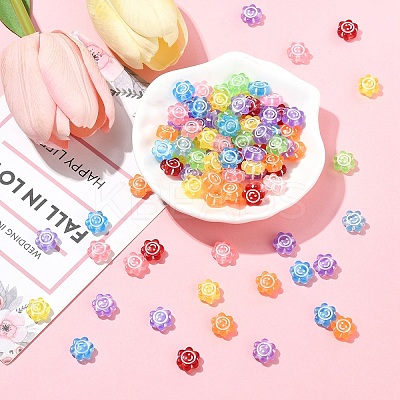 100Pcs Smiling Face Transparent Acrylic Beads MACR-YW0003-47A-1