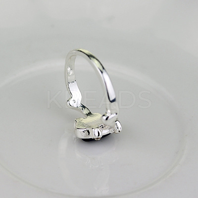 Alloy with Natural Lapis Lazuli Finger Rings FS-WGF3EDB-03-1