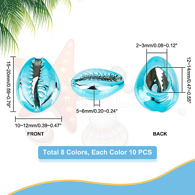 80Pcs 8 Colors Electroplated Cowrie Shell Beads BSHE-PH0001-17-1