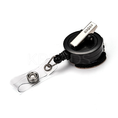Halloween Pumpkin Glitter Powder Felt & ABS Plastic Badge Reel AJEW-I053-16-1