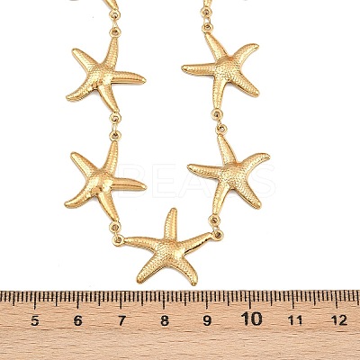 304 Stainless Steel Starfish Link Chain Necklaces for Women LS-NJEW-G179-01G-1