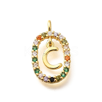 Brass Micro Pave Cubic Zirconia Pendants ZIRC-P123-01G-C02-1