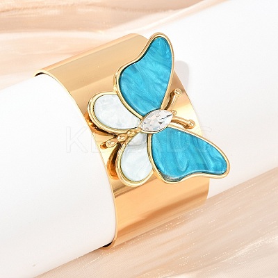 304 Stainless Steel Acrylic Cuff Bangles for Women LS-BJEW-A049-05G-02-1