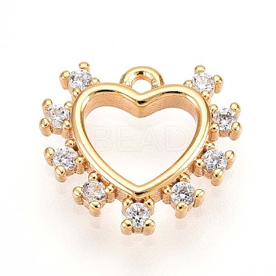 Brass Micro Pave Clear Cubic Zirconia Pendants KK-T075-06G-1