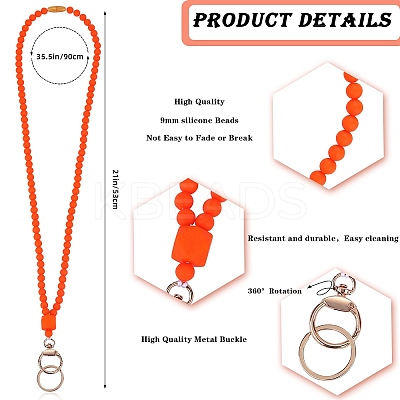 Silicone Beaded ID Card Neck Straps NJEW-SW00025-01-1