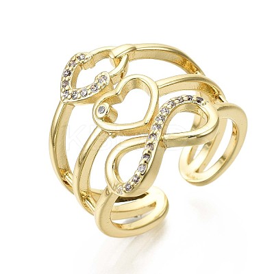 alentine's Day Brass Micro Pave Clear Cubic Zirconia Cuff Rings RJEW-S044-126-NF-1