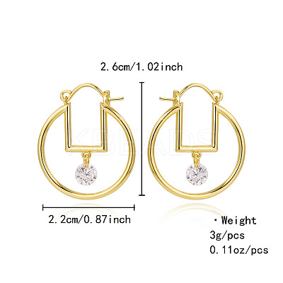 Brass & Clear Cubic Zirconia Hoop Earrings FS-WG3D18D-02-1