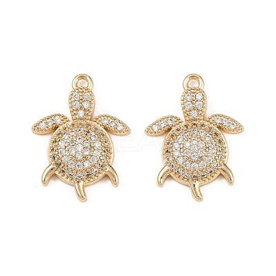 Brass Micro Pave Clear Cubic Zirconia Pendants KK-G535-02C-G-1