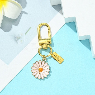Alloy Enamel Flower Pendant Decorations HJEW-YW00003-1