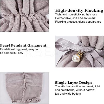 Velvet Jewelry Bags with Drawstring & Plastic Imitation Pearl TP-NB0001-20D-1