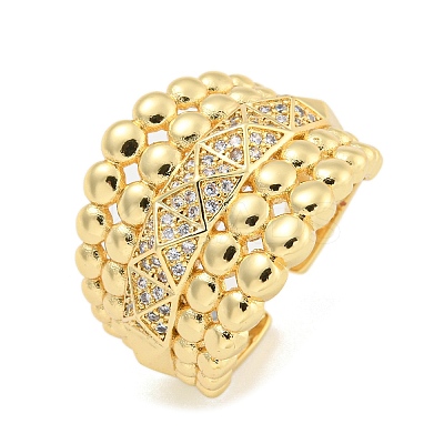 Clear Cubic Zirconia Open Cuff Ring RJEW-L121-028G-1