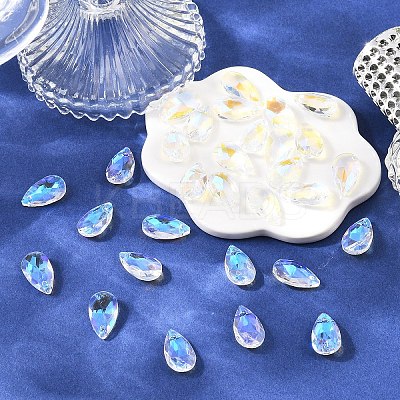 30Pcs Faceted Glass Pendants GLAA-YW0005-49-1