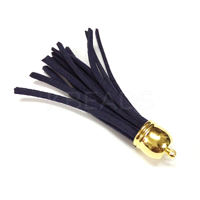 Golden Brass Suede Tassels for Cell Phone Straps Making X-FIND-H004-13G-1