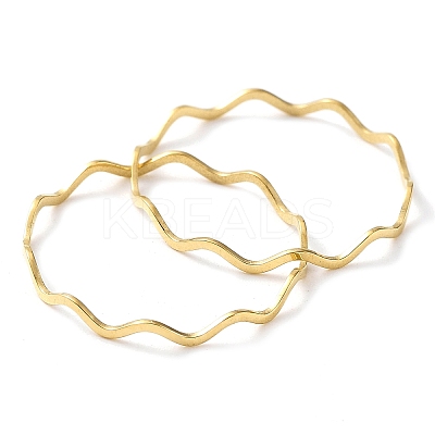 Ion Plating(IP) 304 Stainless Steel Wave Finger Rings X-RJEW-G298-01G-1