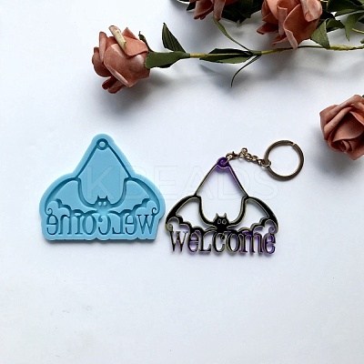Bat with Word Welcome Pendant Silicone Molds DIY-F109-05-1