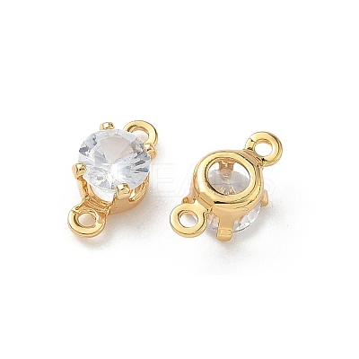 Brass Pave Clear Cubic Zirconia Connector Charms KK-Z136-54A-G-1