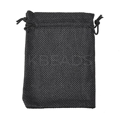 Polyester Imitation Burlap Packing Pouches Drawstring Bags ABAG-R005-14x10-09-1