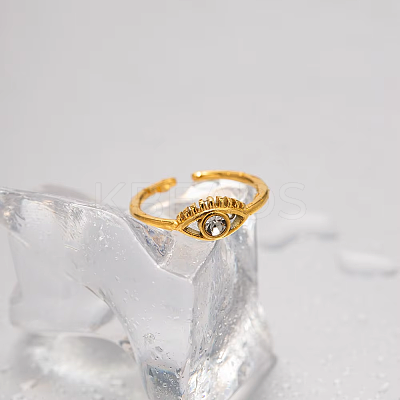 Adjustable 304 Stainless Steel with Cubic Zirconia Cuff Open Rings for Women LS-DT5559-1