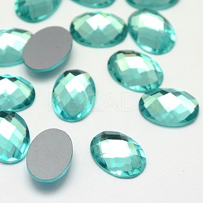 Faceted Glass Oval Cabochons GGLA-F008C-15-1