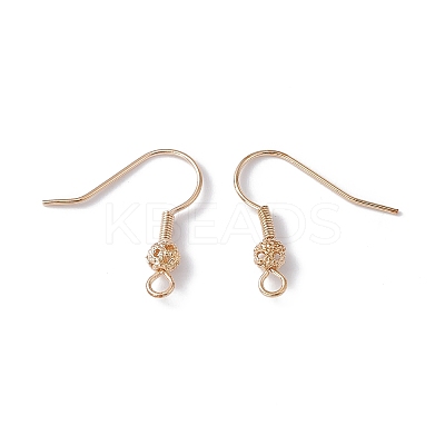 Ion Plating(IP) Brass Round Beaded Earring Hooks KK-G438-01G-1