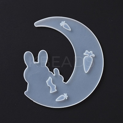 DIY Animal on the Crescent Moon Big Pendant Silhouette Silicone Molds DIY-F125-02-1