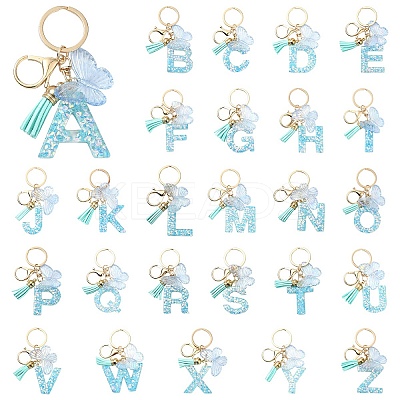 Resin & Acrylic & Faux Suede Tassel Keychain KEYC-YW00117-01-1