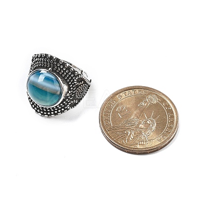 Natural Banded Agate Adjustable Rings RJEW-I108-03AS-04-1