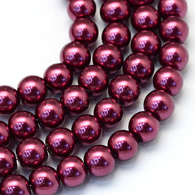 Baking Paint Pearlized Glass Pearl Round Bead Strands X-HY-Q330-8mm-72-1