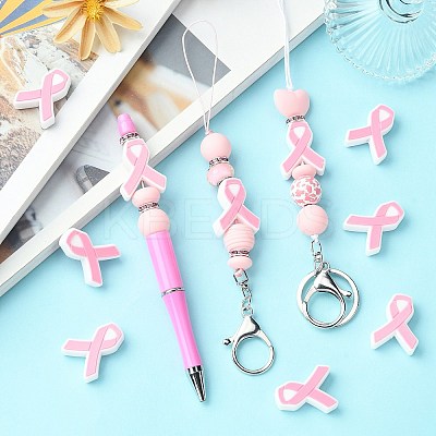10Pcs Awareness Ribbon Silicone Focal Beads JX887A-1