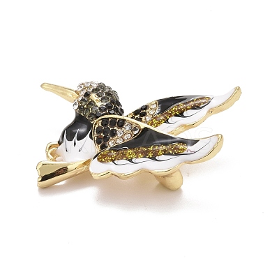 Bird Enamel Pin with Rhinestone JEWB-A004-18G-A-1