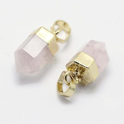 Natural Rose Quartz Pointed Charms G-G720-12-G07-1