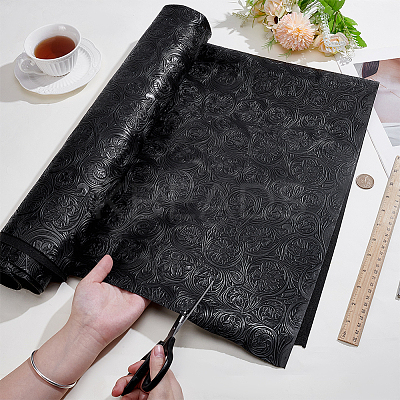Flower Pattern PVC Leather Fabric DIY-NB0015-59A-1
