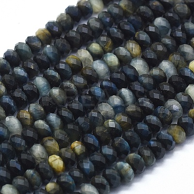 Natural Blue Tiger Eye(Dyed & Heated) Beads Strands G-D0013-58B-1
