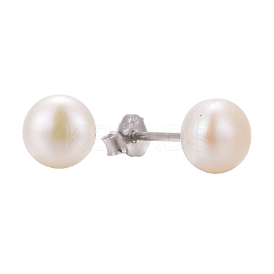 Anti-Tarnish Pearl Ball Stud Earrings LS-EJEW-Q701-01A-1