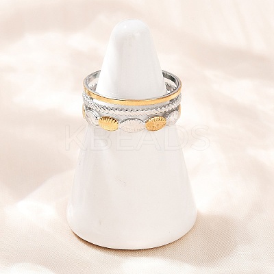304 Stainless Steel Double Color Cuff Rings RJEW-S635-01GP-10-1