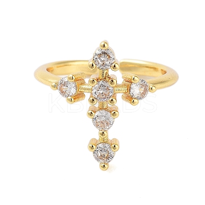Brass Pave Cubic Zirconia Cuff Rings RJEW-U012-04G-01-1