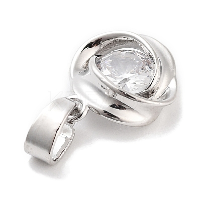Brass Micro Pave Clear Cubic Zirconia Pendants ZIRC-L104-011P-1