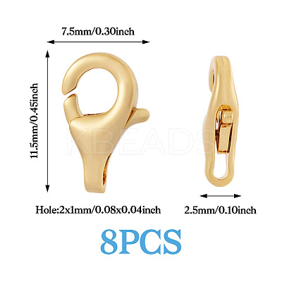 8Pcs Brass Lobster Claw Clasps KK-TA0002-68-1