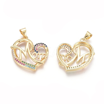 Brass Micro Pave Cubic Zirconia Pendants ZIRC-G152-33G-1