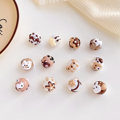 Opaque Acrylic Beads with Enamel OACR-H028-B11-1